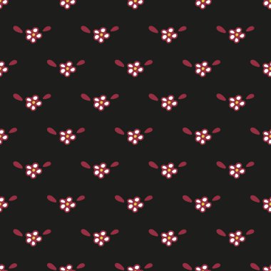 Kusursuz desenli, siyah arka planda çiçekli. Kırsal minik çiçekler Duvar kağıdını tekrarlıyor.