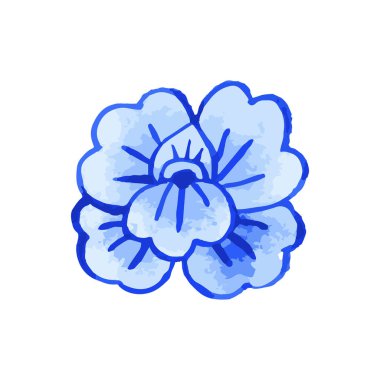 Suluboya stili mavi porselen çiçek çizimi. Zencefil kavanozu çiçek tasarımı. Çin geleneksel sanat baskısı.