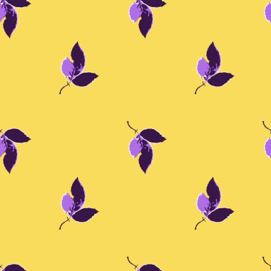 Pürüzsüz desenli, kuru bitkisel yaprakları kalın ve canlı renklerde. Cottagecore duvar kâğıdı. Boho botanik dokusu. Ekolojik ve doğal tasarım.