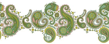 Çiçek desenli, kusursuz bir sınır. Karmaşık doğu bağbozumu geçmişi. Bohem tekstil tasarımı.