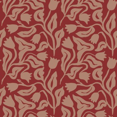 Fırça darbeleri mürekkepli çiçekler kahverengi pürüzsüz desenler. Soyut çiçek çağdaş geçmişi. Dokulu botanik minimalist duvar kağıdı