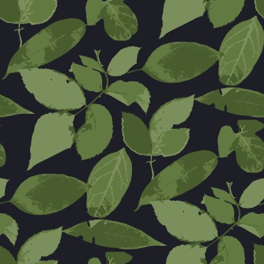 Siyah arka planda kurumuş bitkisel yaprakları olan kusursuz bir desen. Cottagecore duvar kâğıdı. Boho botanik dokusu. Ekolojik ve doğal tasarım.