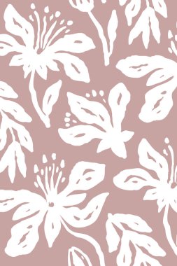 Poster ya da kart tasarımı için mürekkep fırçası soyut çiçek deseni. Sosyal medya ya da duvar sanatı için minimalist karalama doğa arka planı. Vektör illüstrasyonu.