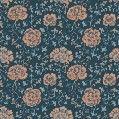 Suluboya stili, kahverengi çiçekli, pürüzsüz bir desen. Zencefil kavanozu gevşek çiçekli tekrar tasarımı. Çin geleneksel soyut sanat eserleri basılıyor.