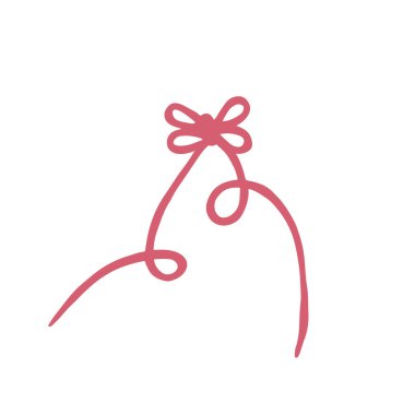 Beyaz arka planda izole edilmiş şirin bir el çizilmiş pembe, süslü bir yay düğümü. Oldukça klasik bir çiftleşme parçası. Vektör illüstrasyonu