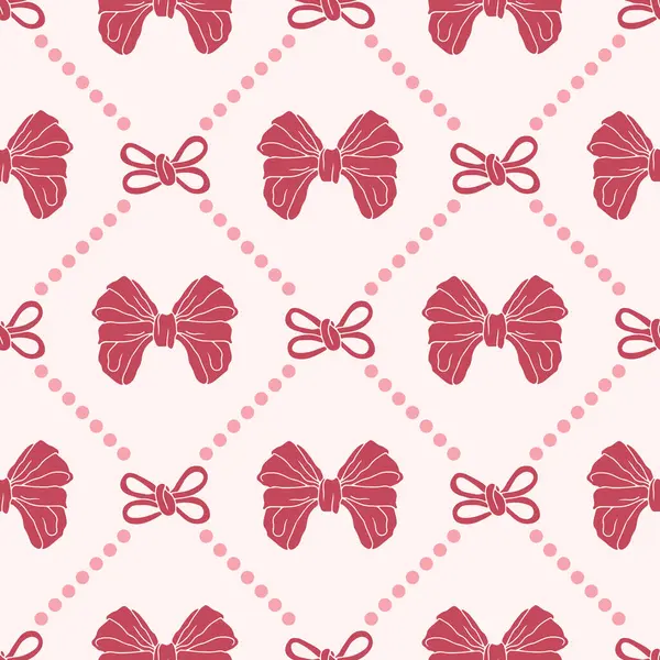 Pembe düğümlerle çizilmiş, kusursuz bir desen. Oldukça eski moda duvar kağıtları. Düğün, doğum günü ya da sevgililer günü dekorasyonu için klasik romantik arka plan. Vektör illüstrasyonu