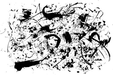 Siyah mürekkep lekeleri beyaz arka planda izole edilmiş grunge dokusunu gizler. Mürekkep rengi arkaplan vektör resimlemesi.