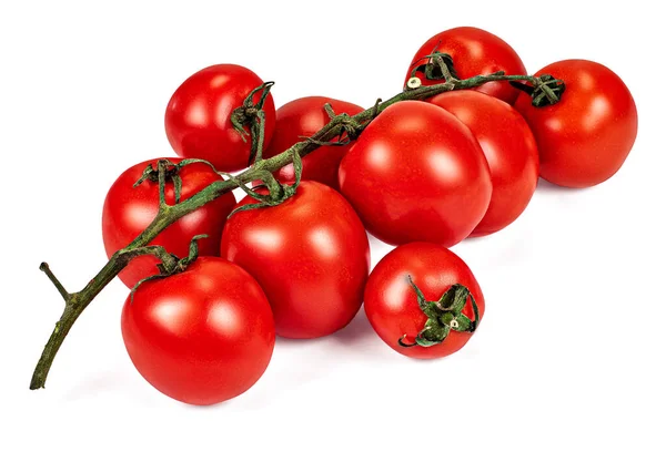 Tomates Cereja Vermelha Solanum Lycopersicum Sobre Fundo Branco — Fotografia de Stock