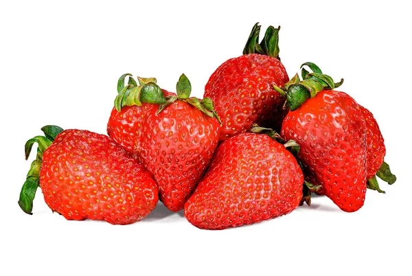 Ein Paar Erdbeeren Sind Auf Weißem Hintergrund Isoliert Die Gartenerdbeere Stockfoto