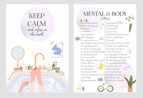 Self Care Body Care Mental Health Inspiration Posters Mental Body — Stock Vector