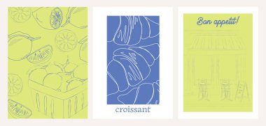 Retro Kitchen duvar resimleri koleksiyonu. Yemek Posteri şablonu. İç posterler asılmış. İlham posterleri. Düzenlenebilir vektör illüstrasyonu.