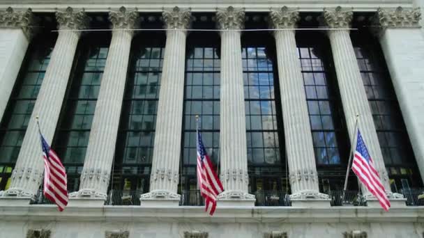 Slavná Wall Street Budova New Yorku Burza Cenných Papírů Vlasteneckou — Stock video