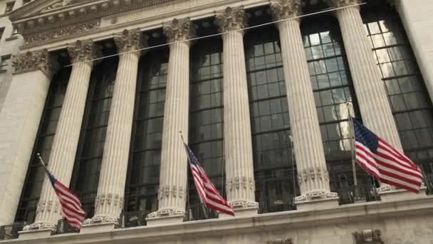 Famoso Wall Street Edificio Nueva York Nueva York Bolsa Valores — Vídeos de Stock