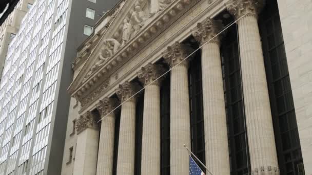 Wall Street Lower Manhattan Nova Iorque Eua Exterior Bolsa Valores — Vídeo de Stock