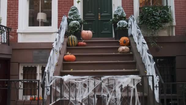 Halloween Dhalloween Decoraties Concept Halloween Feest Jack Lanterns Usa Ecorations — Stockvideo