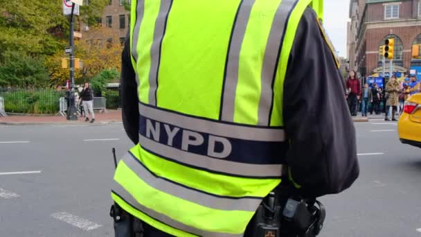Nypd Politieagent New York Nypd Grootste Politiemacht Verenigde Staten Hoge — Stockvideo