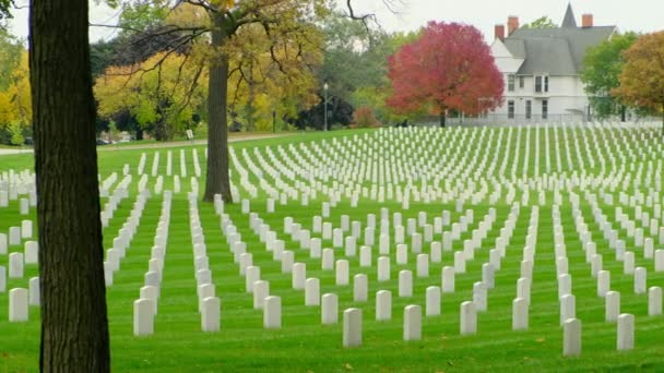 Cimitero Militare Statunitense Creato Durante Guerra Civile Tombe Veterani Americani — Video Stock