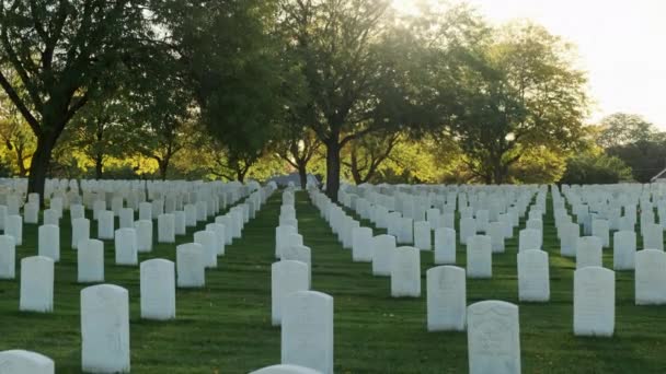 南北戦争中に作られたアメリカ軍の墓地 メモリアルデー 国立墓地 第二次世界大戦のための米軍の墓地にアメリカの退役軍人の墓 夏のアメリカの退役軍人墓地 — ストック動画