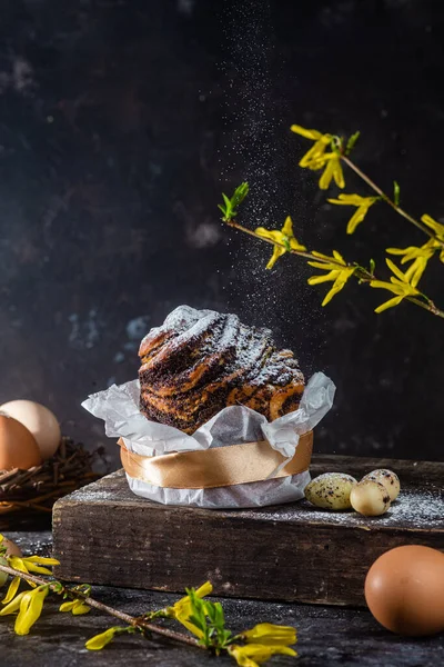 stock image Easter cupcake cruffin with eggs. Easter