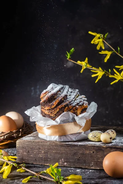 stock image Easter cupcake cruffin with eggs. Easter