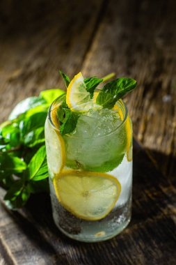 Nane, limon ve buzlu soğuk limonata.