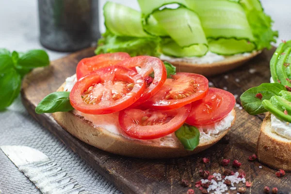 stock image Sandwiches with tomato, avocado and cucumber