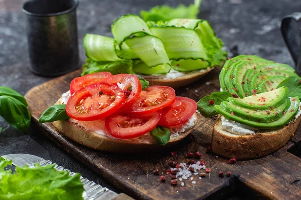 stock image Sandwiches with tomato, avocado and cucumber