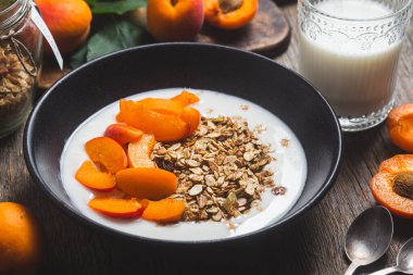 Yoğurtlu granola ve kayısı.