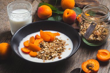 Yoğurtlu granola ve kayısı.