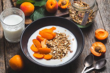 Yoğurtlu granola ve kayısı.