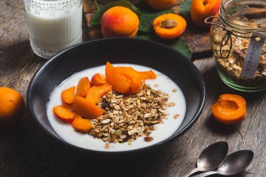 Yoğurtlu granola ve kayısı.