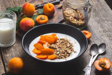 Yoğurtlu granola ve kayısı.