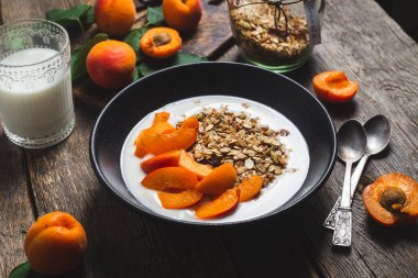 Yoğurtlu granola ve kayısı.