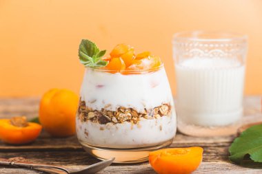 Yoğurtlu granola ve kayısı.