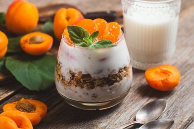 Yoğurtlu granola ve kayısı.