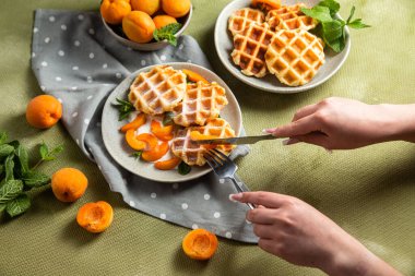 Kayısılı süzme peynir gofretleri. 