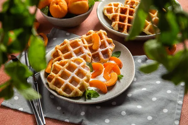 Kayısılı süzme peynir gofretleri. 