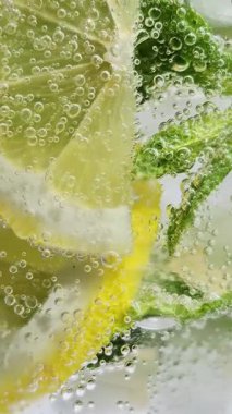 Limonlu soğuk kokteyl ve bardakta nane şekeri. Taze limonata.