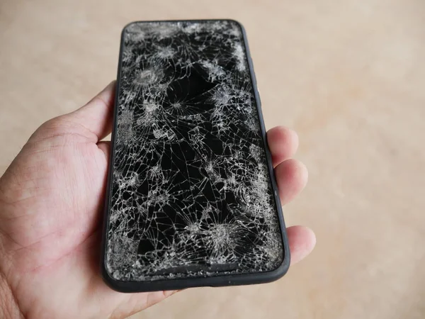 Smartphone Heurté Sol Est Tombé Dans Une Fissure — Photo