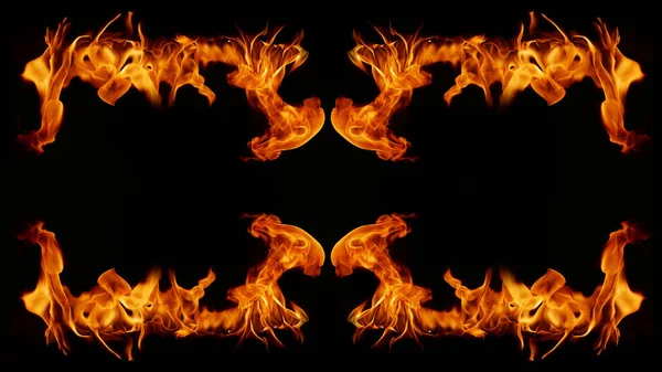 Gevaarlijke Hete Inferno Vuur Vlammen Fotolijst Abstract Vuur Pleinen Zwarte — Stockfoto