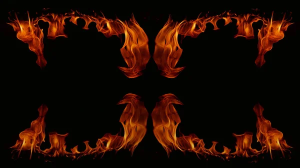 Pericoloso Caldo Inferno Fuoco Fiamme Foto Cornice Astratta Fuoco Quadrati — Foto Stock