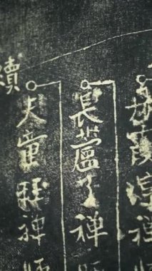 NEW YORK, ABD - JANUARY 22, 2024: Çin kaligrafik el yazması, müzeler veya galerilerde sergilenmek için ideal kompleks yazma teknikleri sergiliyor, tarihi, kültürel veya