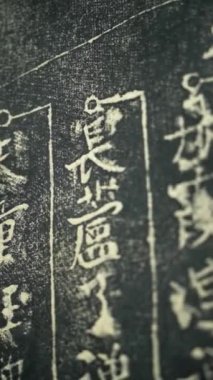 NEW YORK, ABD - JANUARY 22, 2024: Çin kaligrafik el yazması, müzeler veya galerilerde sergilenmek için ideal kompleks yazma teknikleri sergiliyor, tarihi, kültürel veya