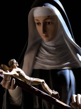 Cascia 'lı Aziz Rita. Cascia' lı Santa Rita 'nın güzel yarı boy görüntüsü..