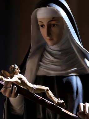 Cascia 'lı Aziz Rita. Cascia' lı Santa Rita 'nın güzel yarı boy görüntüsü..