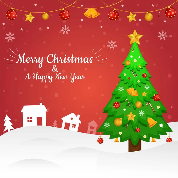 Merry Christmas Dark Red Background Vector Illustration Graphic — Stock Vector
