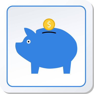 Piggy Bank Simge Vektörü Grafiksel Çizim