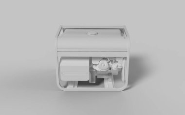 Ön perspektif dizel petrol güç jeneratörü AKB ile koyu gri renkli izole edilmiş 3d illüstrasyon