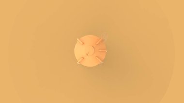 Yellow colour symbol of grain storage silo construction object farm landing equipment art design abstract storehouse 3d rendering image top side view