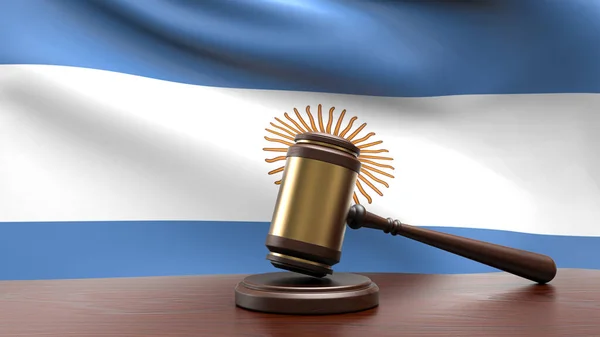 Argentina Country National Flag Judge Gavel Hammer Court Desk Concept — Stock Photo, Image